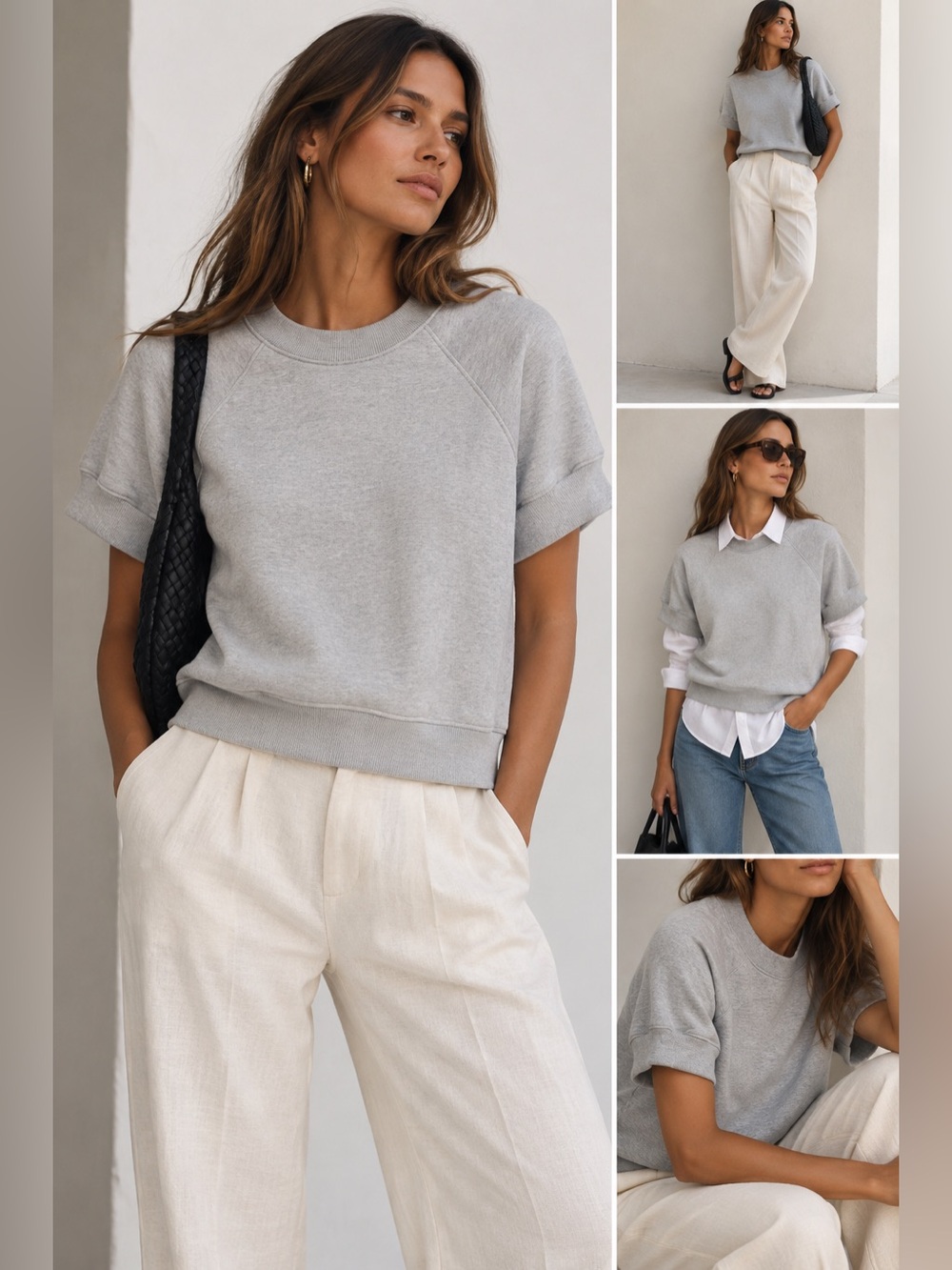 AYR Short Sleeve Crewneck Sweatshirt Heather Gray XS